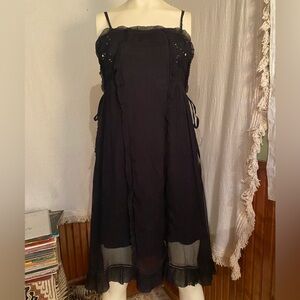 Rebecca Taylor Silk Ruffled Black Dress